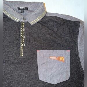 McDonalds Polo Shirt Mens Large Gray Employee Workwear Team Member Pocket Logo